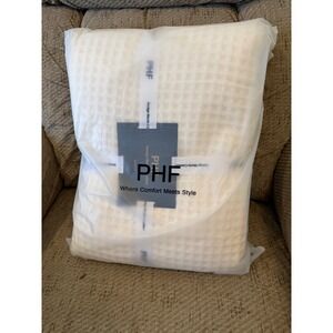 PHF Waffle Weave Blanket Cream White King Size Lightweight Breathable Bedding